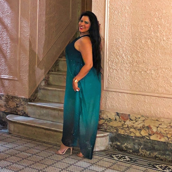 venus ombre glitter long dress